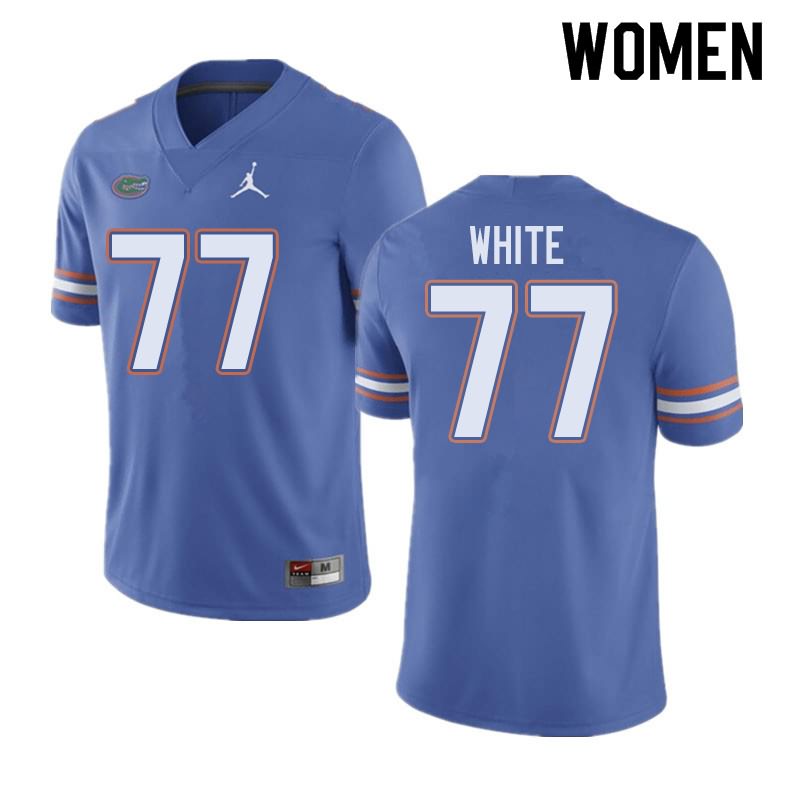 Women's NCAA Florida Gators Ethan White #77 Stitched Authentic Jordan Brand Blue College Football Jersey FSC3465HE